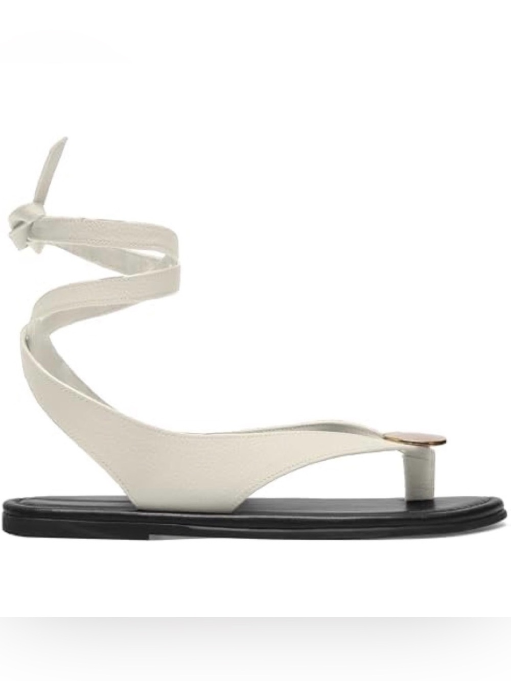 NIB Molozoey Flat Sandals with Metal Circular & Ankle Strappy